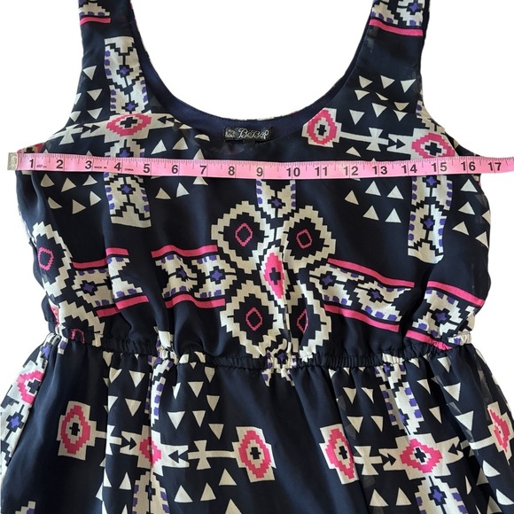 BeBop Sleeveless Aztec Print Mini Dress Navy Blue Lined Women’s Medium - Picture 7 of 12